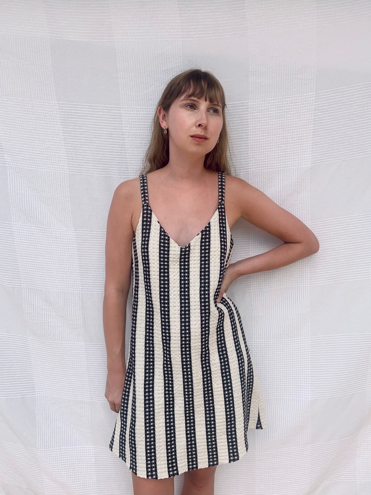 Summer Dress - Black/Nature Stripes