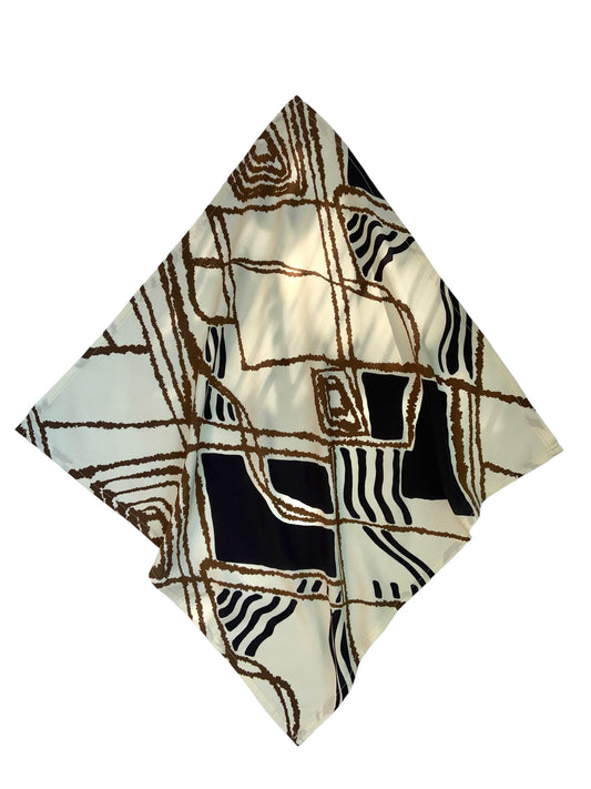 Scarf/ Bandana - Beige/Black Graphic