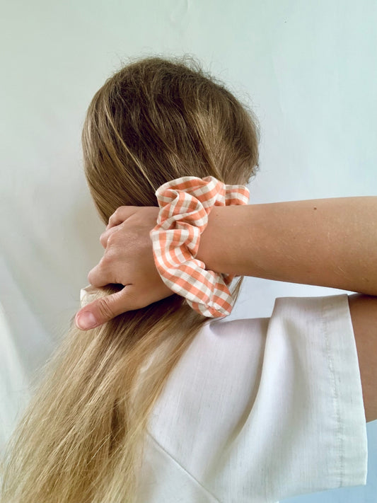 Scrunchie - Orange/Brown Check
