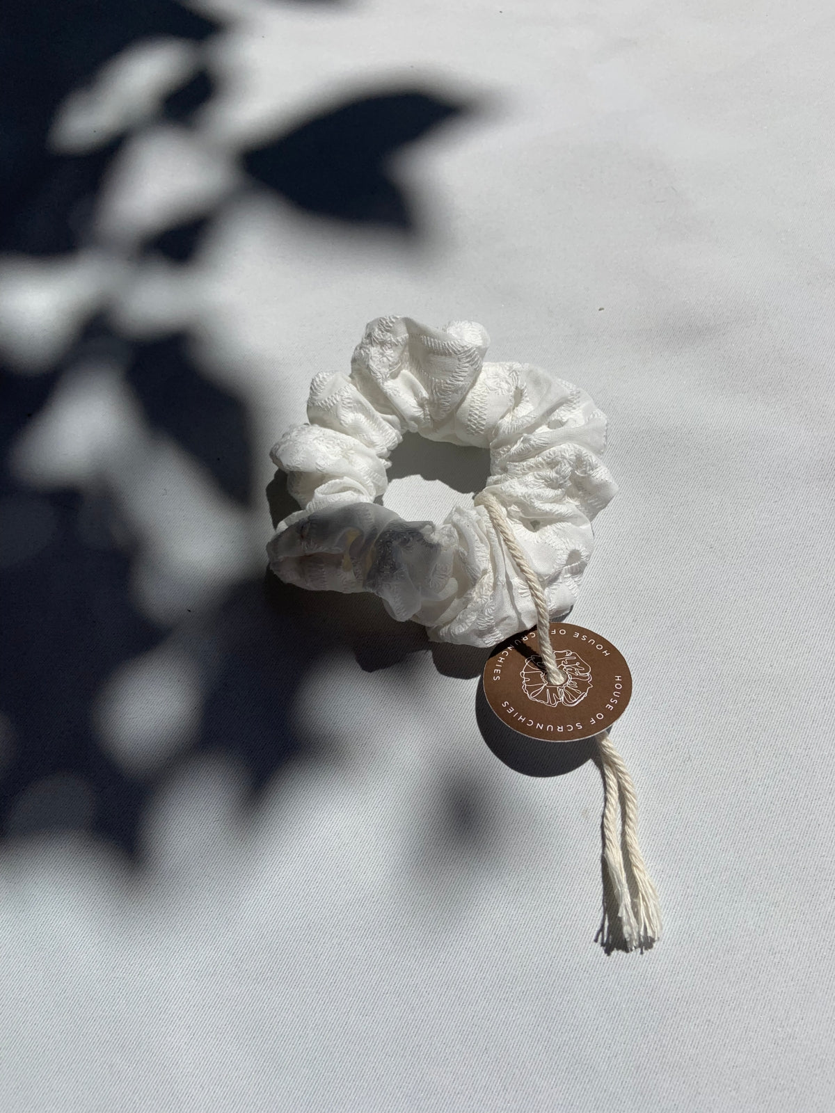 Scrunchie - White Cotton Lace