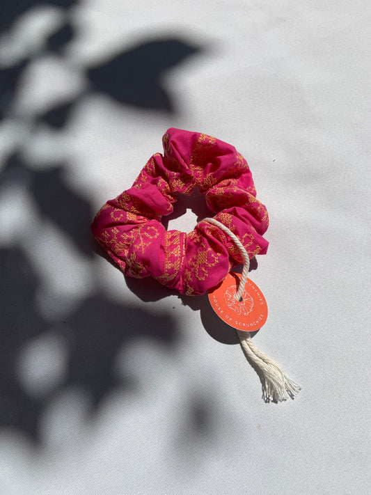 Scrunchie - Aztec Embroidery Pink/Orange