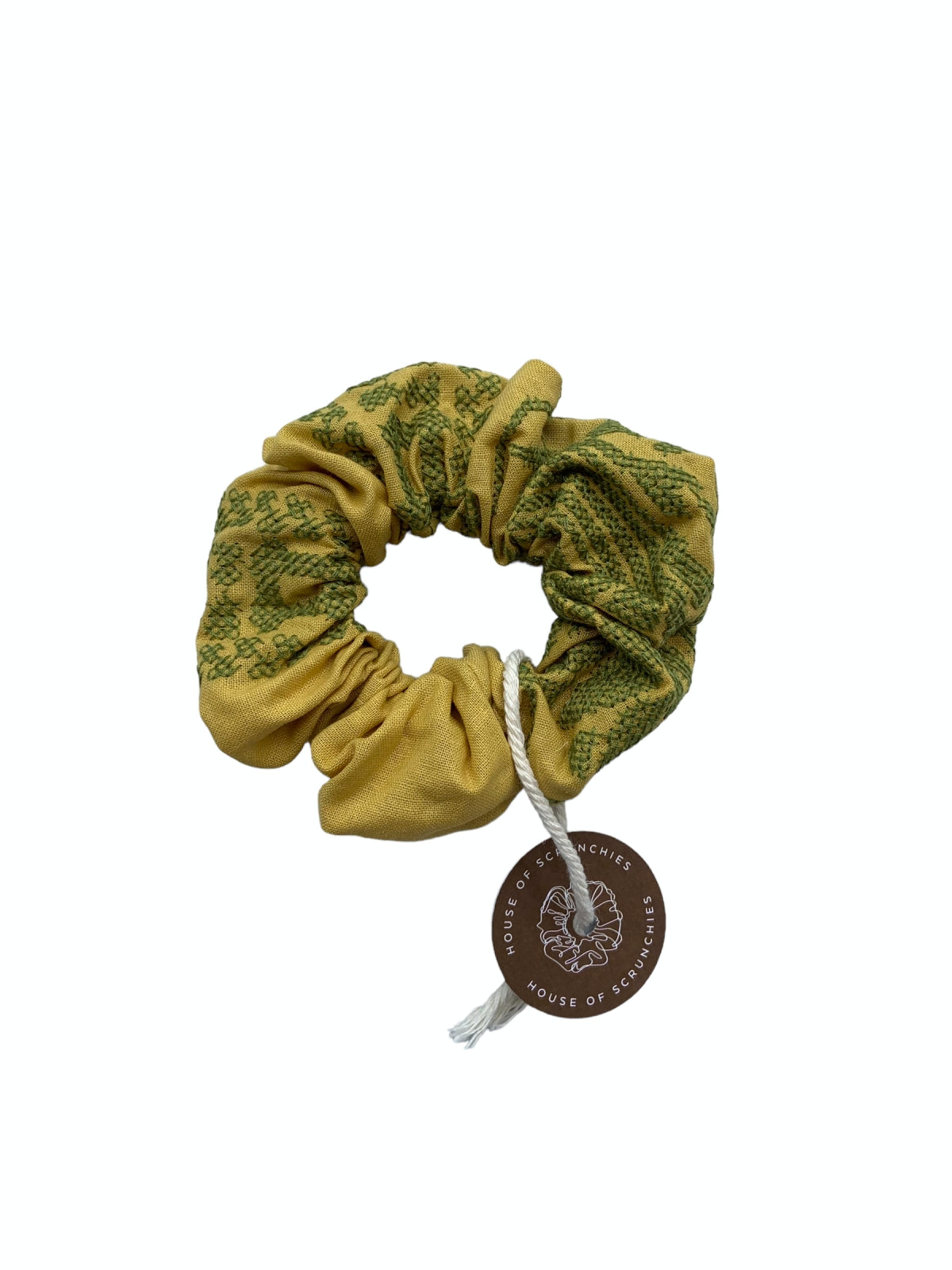 Scrunchie - Aztec Embroidery Yellow/Green
