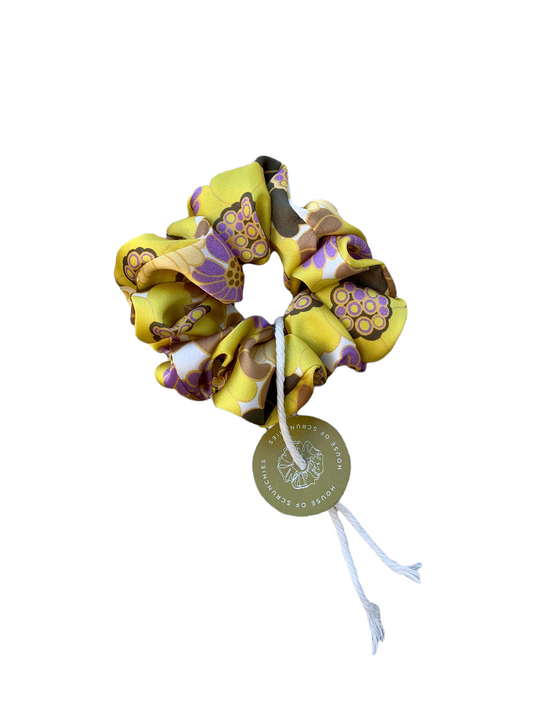 Scrunchie - Yellow/Purple Flowers