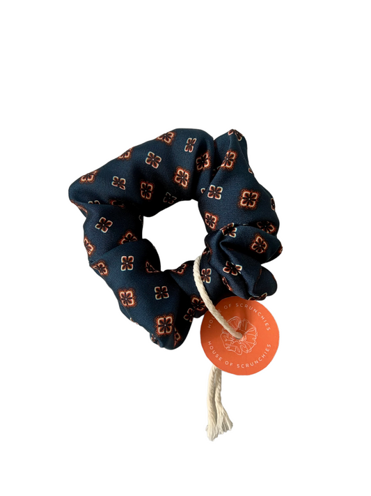 Scrunchie - Dark Blue Dot Pattern