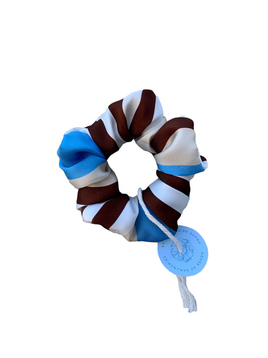 Scrunchie - White/Blue/Brown