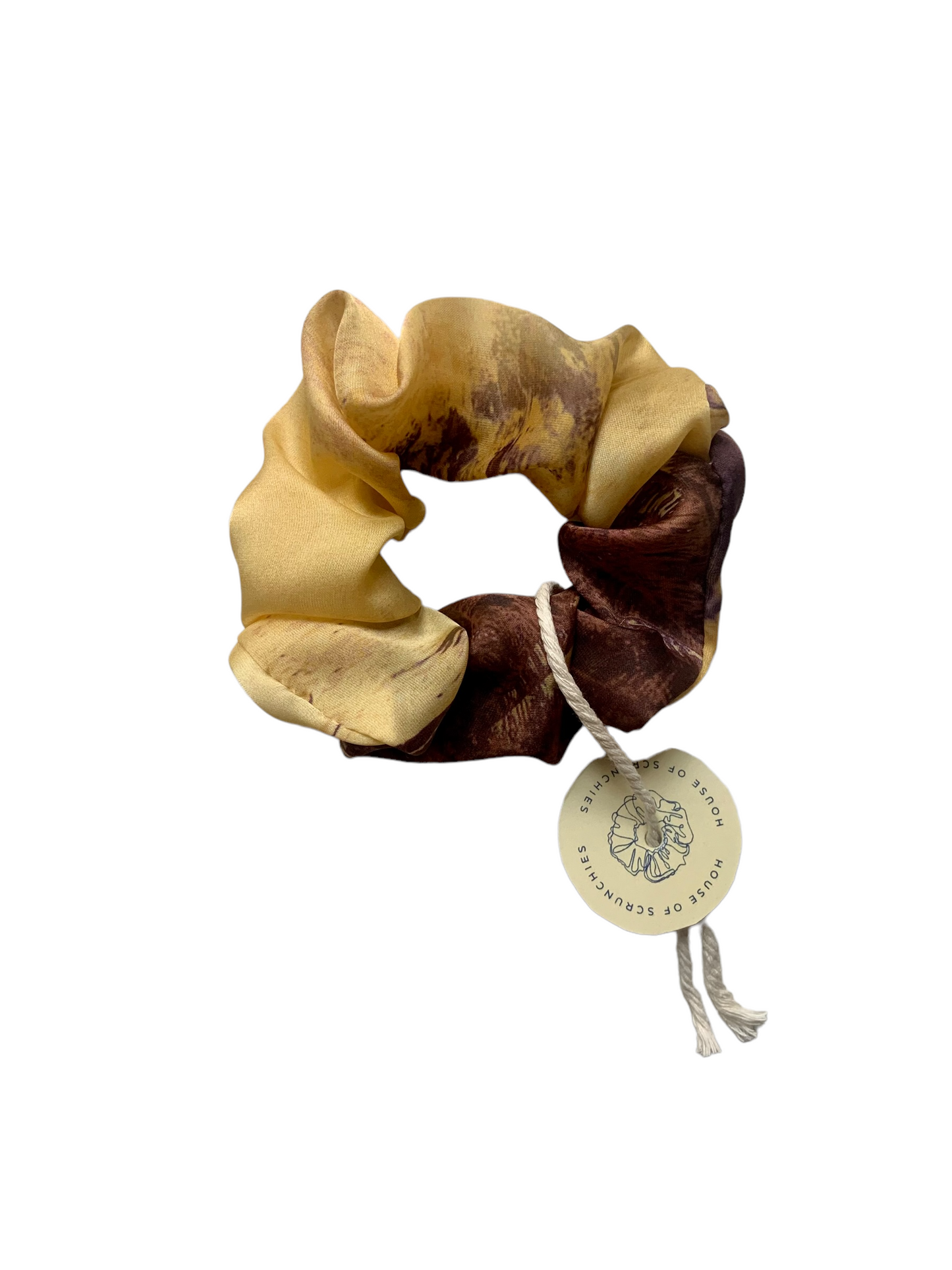Scrunchie - Soft Yellow/Brown Watercolour
