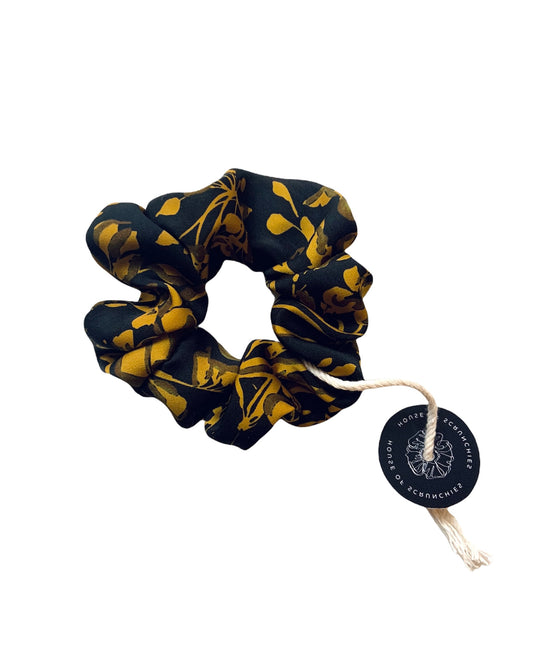 Scrunchie - Black/Yellow Flowers